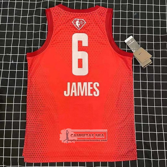 Camiseta All Star 2022 Los Angeles Lakers LeBron James NO 6 Granate.